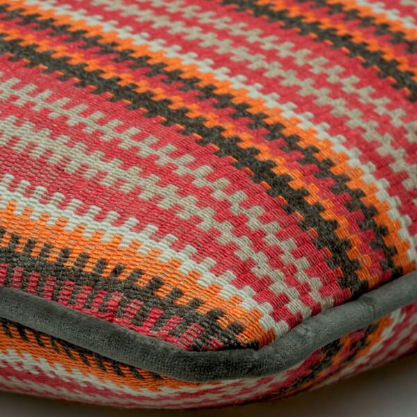 Cuchillas Multi, Sustainable Feather, Cushion, 55CM X 40CM, Red - Andrew Martin Cotton Blend Geometric & Stripe