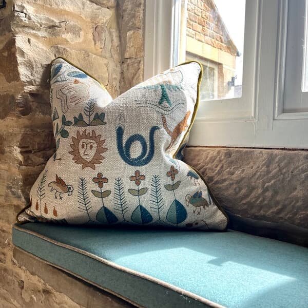 Scout Forest, Sustainable Feather, Cushion - Andrew Martin Linen & Linen Blend Embroidered & Animal & Floral