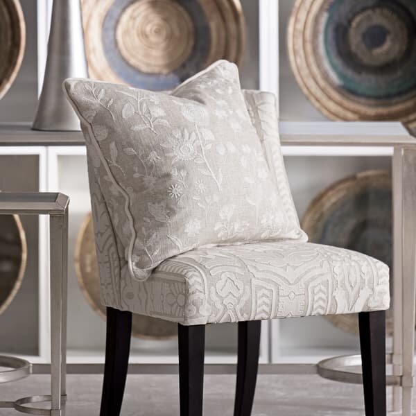 Fable Ivory, Sustainable Feather, Cushion - Andrew Martin Linen & Linen Blend Embroidered & Floral