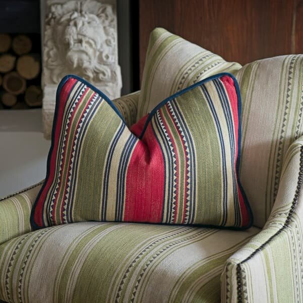Las Salinas 4, Sustainable Feather, Cushion, 55CM X 40CM - Andrew Martin Cotton Blend Kilim & Stripe