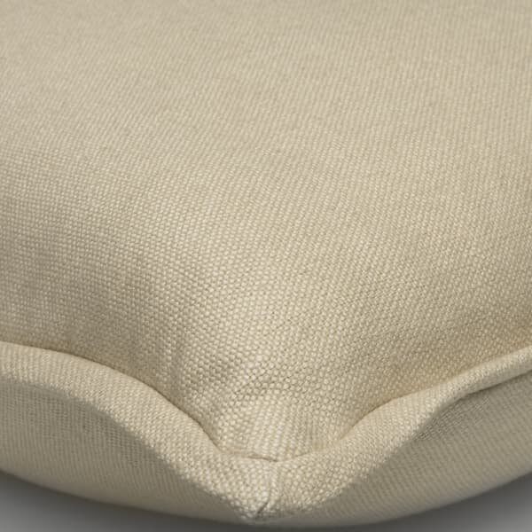 Rocco Ecru, Sustainable Feather, Cushion, 55cm x 55cm - Andrew Martin With Trim/Fringe & Linen & Linen Blend Plain
