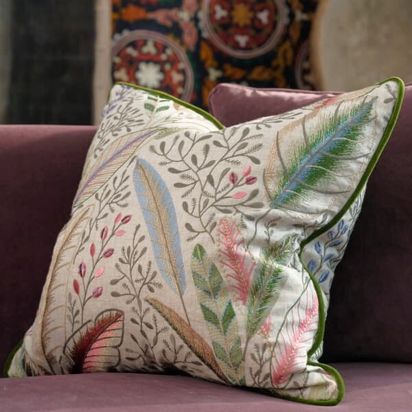 Spirit Sunset, Sustainable Feather, Cushion - Andrew Martin Linen & Linen Blend Embroidered & Floral