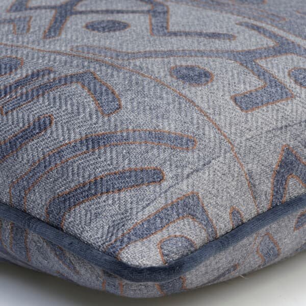 Ashanti Denim, Sustainable Feather, Cushion, 55cm x 55cm - Andrew Martin Linen & Linen Blend & Viscose Blend Geometric