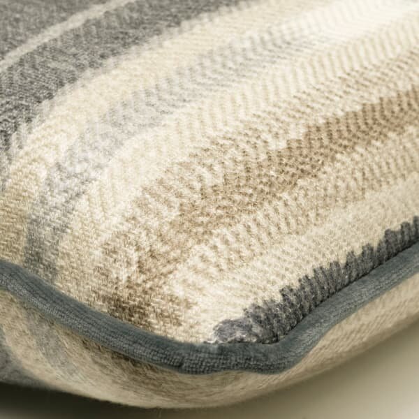 Nineveh Denim, Sustainable Feather, Cushion, 55cm x 35cm - Andrew Martin Linen & Linen Blend & Viscose Blend Stripe