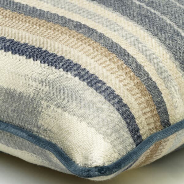 Nineveh Denim, Sustainable Feather, Cushion, 55cm x 55cm - Andrew Martin Linen & Linen Blend & Viscose Blend Stripe