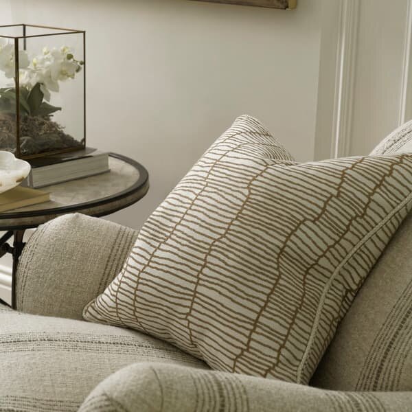 Canale Almond, Sustainable Feather, Cushion - Andrew Martin Sophie Paterson Cotton Blend & Linen Blend & Viscose Blend Geometric