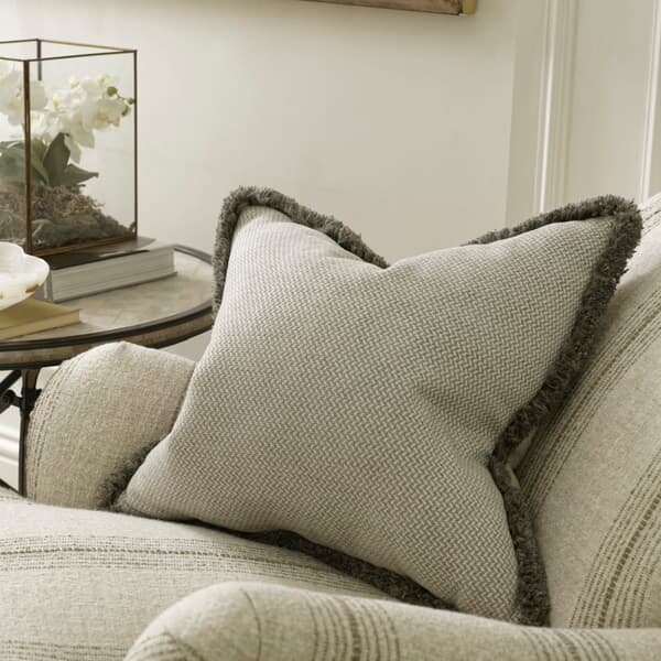 Sanremo Marble, Sustainable Feather, Cushion - Andrew Martin Sophie Paterson With Trim/Fringe & Cotton Blend & Linen Blend & Viscose Blend Plain