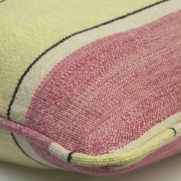 Santorini Lime Rose, Sustainable Feather, Cushion, 55cm x 40cm, LimeRose - Andrew Martin Cotton & Cotton Blend & Linen & Linen Blend Stripe