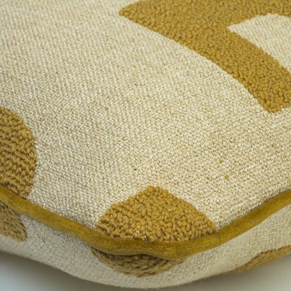 Peru Olive, Sustainable Feather, Cushion, 55cm x 55cm - Andrew Martin Cotton Blend & Linen Blend & Wool Blend Geometric & Weave