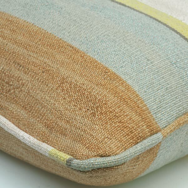 Skiathos Lime Biscuit, Sustainable Feather, Cushion, 55cm x 40cm, LimeBiscuit - Andrew Martin Cotton & Cotton Blend & Linen & Linen Blend Stripe