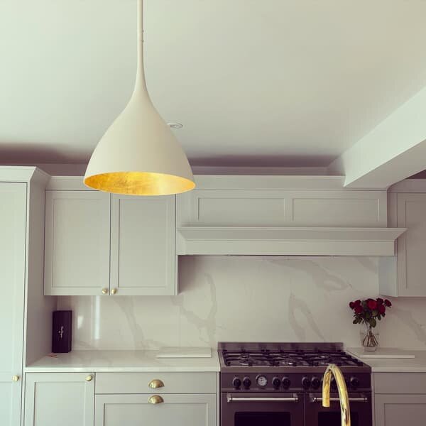 Agnes Pendant Light, White, Large, Plaster White - Andrew Martin