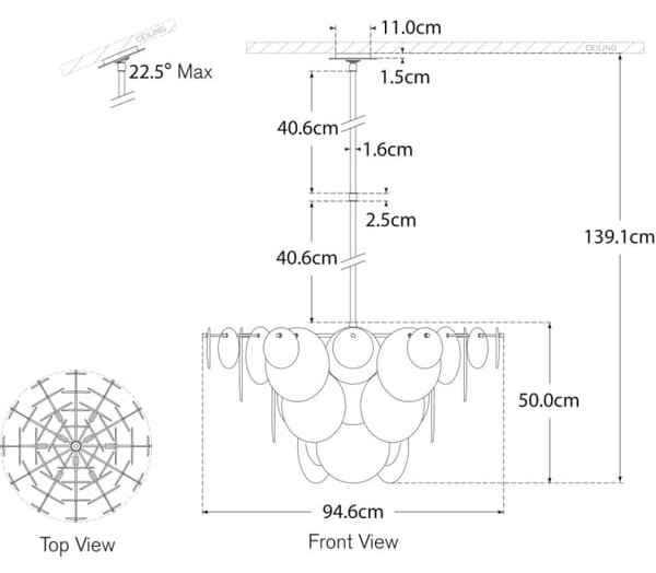 Loire Chandelier Nickel, Polished Nickel - Andrew Martin