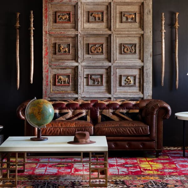 Rebel Sofa Union Jack, Sofa, Blue/Brown/Red - Andrew Martin Leather