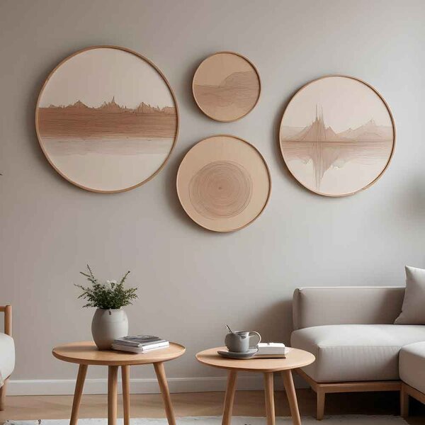 Stillform Wooden Rounds Ethereal Echoes Art of Frame Set of 4 in Multicolour