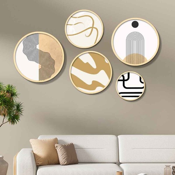 Stillform Wooden Rounds Urban Arch Art of Frame Set of 5 in Multicolour