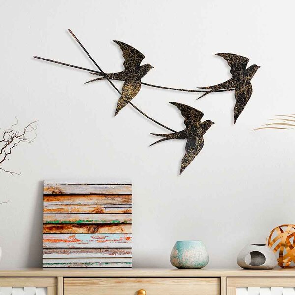 Parklane Metal Flying Bird Wall Art in Black and Gold