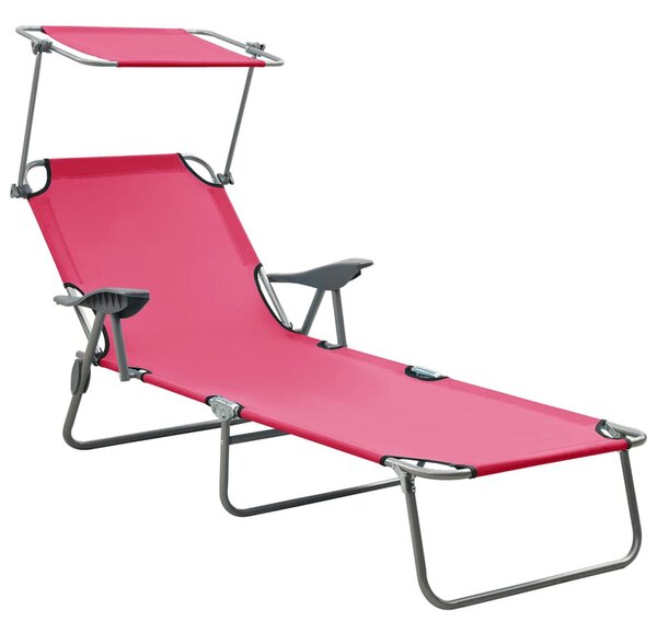 Xavien Outdoor Sun Lounger with Metal Frame in Pink