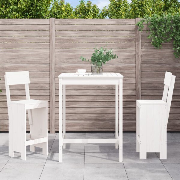 Xandor Garden Solid Wood Bar Table with 2 Stools in White