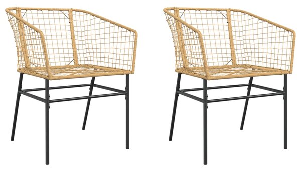 Xanvio Garden Brown Poly Rattan Armchair in Pair