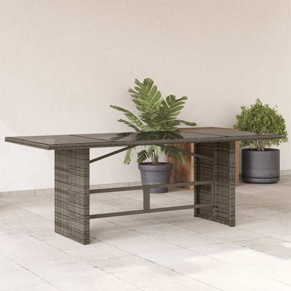 Xorell Garden Grey Glass Top Dining Table with Poly Rattan Base