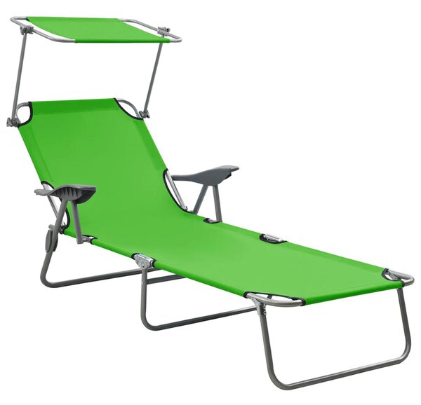 Xavien Outdoor Sun Lounger with Metal Frame in Green