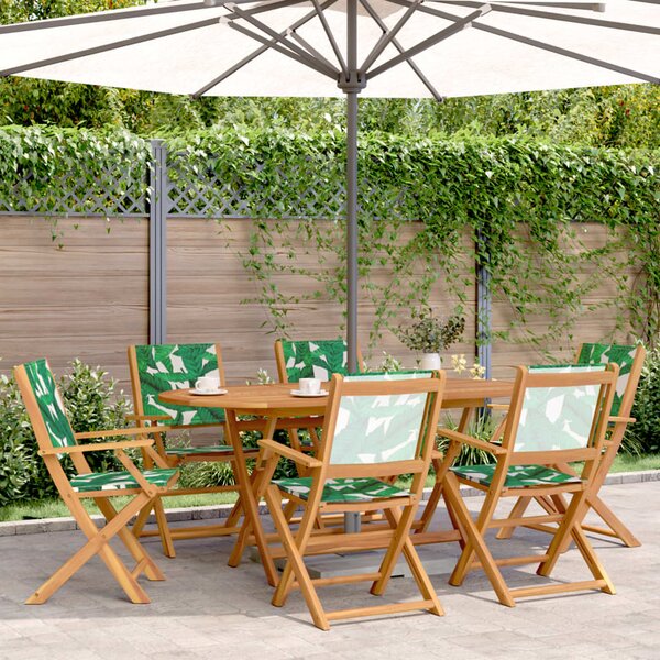 Yirova Garden Acacia Wood Dining Table with 6 Chairs in Green and Brown