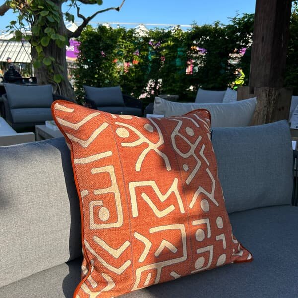 Trojan Brick Outdoor, Hollowfibre, Cushion, 55cm x 55cm - Andrew Martin Geometric