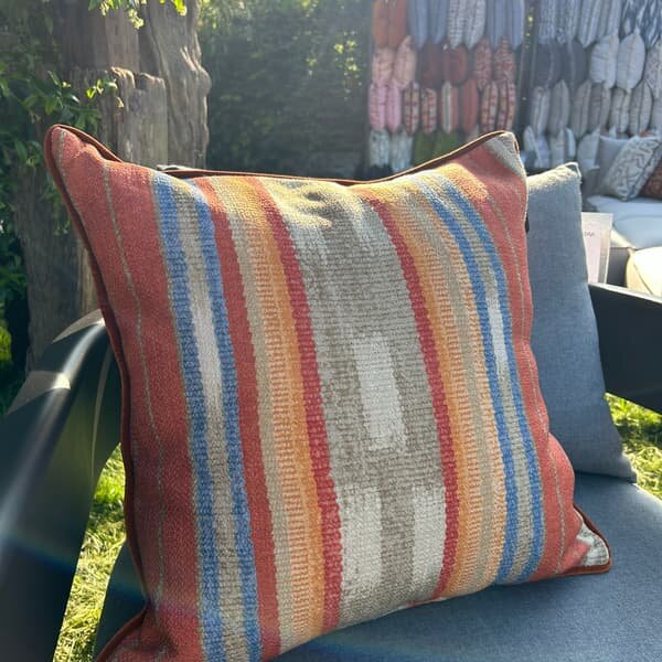 Argo Brick Outdoor, Hollowfibre, Cushion, 55cm x 55cm - Andrew Martin Stripe