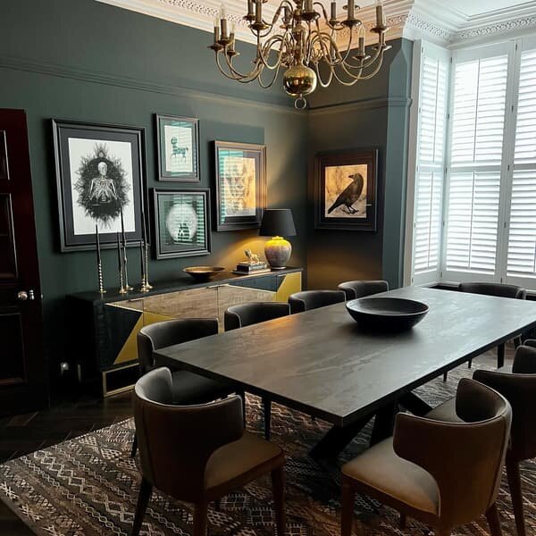 Juno Dining Chair Grey, Chair, Grey/Black - Andrew Martin Velvet