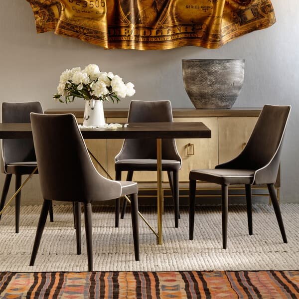 Saber Dining Chair, Dining Chair, Grey - Andrew Martin Velvet
