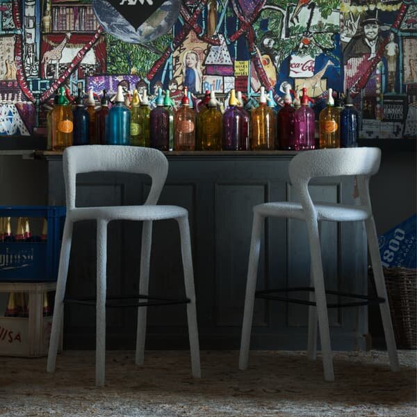 Mian Bar Stool, Bar Stool, White - Andrew Martin Boucle
