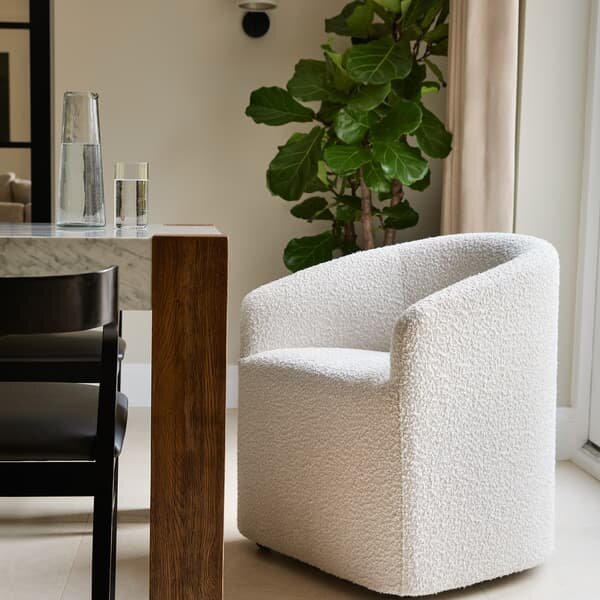 Alto Dining Chair Boucle Cream, Dining/ Arm Chair, Jacquard Boucle - Andrew Martin Boucle & Other Fabric