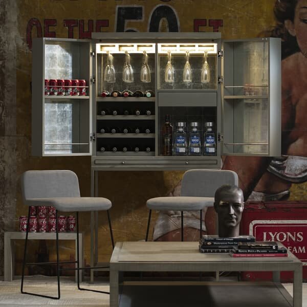 Lucy Bar Stool, Bar Stool, Grey - Andrew Martin Other Fabric