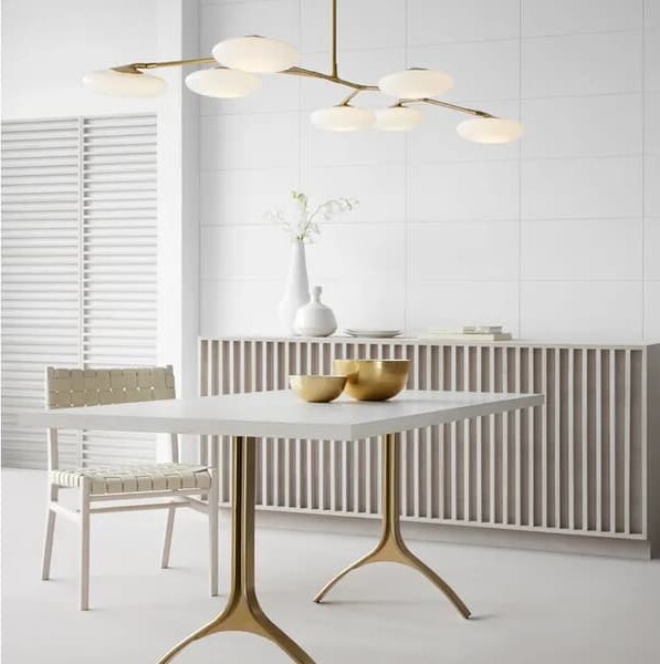 Brindille Linear Chandelier, Light, Soft Brass - Andrew Martin