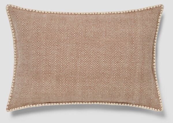 Mocha Herringbone Wool Rectangle Cushion Cover | 40x60cm | Piglet in Bed