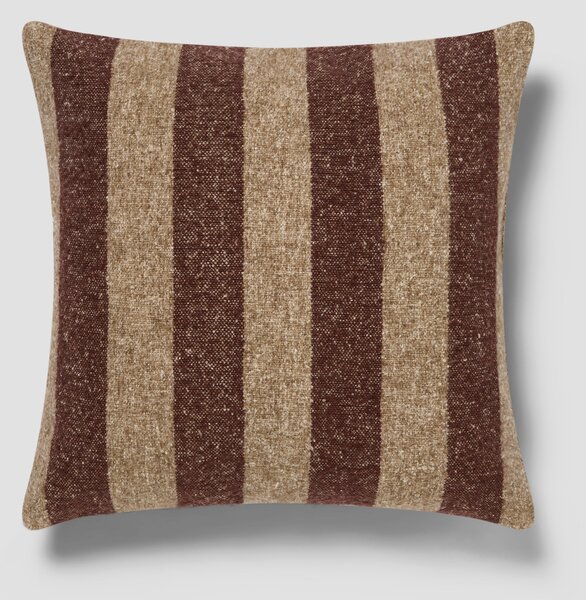 Mocha & Oatmeal Wide Stripe Wool Square Cushion Cover | 50x50cm | Piglet in Bed