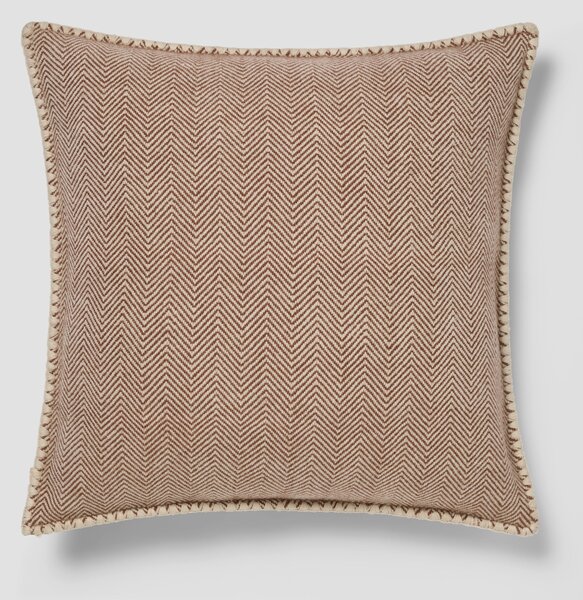 Mocha Herringbone Wool Square Cushion Cover | 50x50cm | Piglet in Bed
