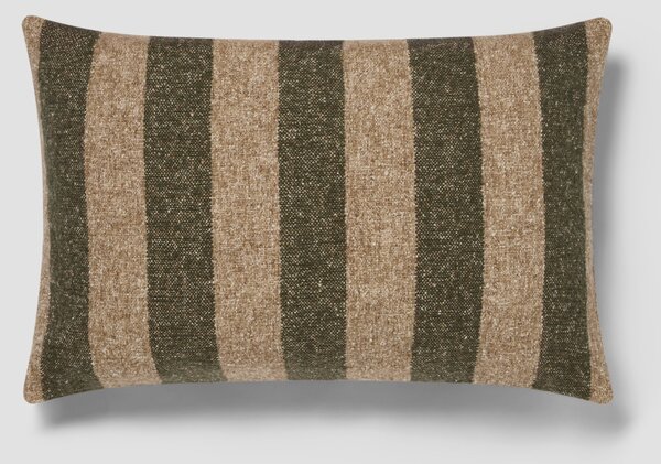Fern Green & Oatmeal Wide Stripe Wool Rectangle Cushion Cover | 40x60cm | Piglet in Bed