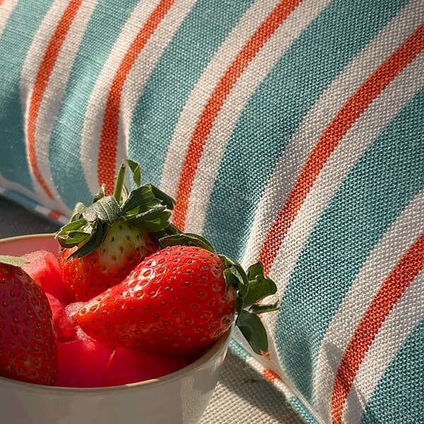Coast Turquoise & Spritz, Hollowfibre, Cushion, 55cm x 40cm, Turquoise/Spritz - Andrew Martin Sophie Paterson Stripe
