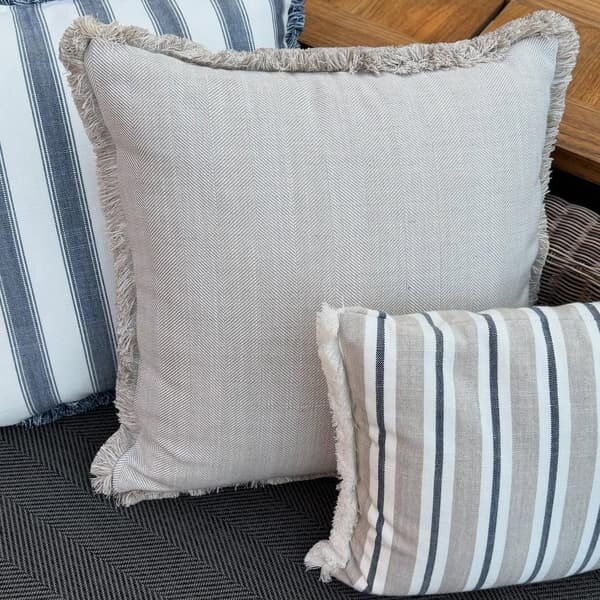 Riviera Sand, Hollowfibre, Cushion, 55cm x 55cm - Andrew Martin Sophie Paterson Herringbone