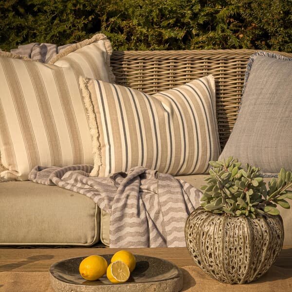 Coast Sand & Navy, Hollowfibre, Cushion, 55cm x 40cm, Sand/Navy - Andrew Martin Sophie Paterson Stripe