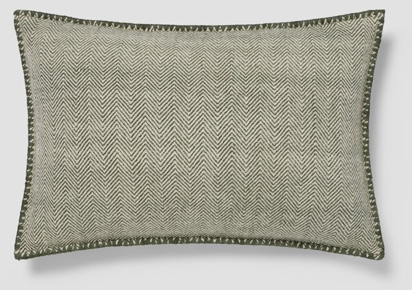 Fern Green Herringbone Wool Rectangle Cushion Cover | 40x60cm | Piglet in Bed