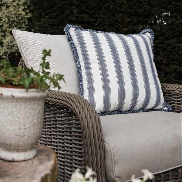 Tote Navy, Hollowfibre, Cushion, 55cm x 55cm - Andrew Martin Sophie Paterson Stripe