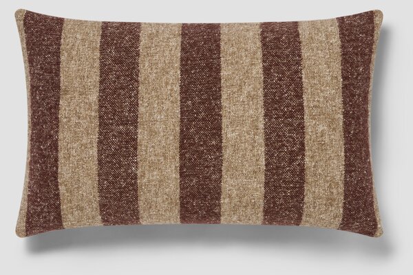 Mocha & Oatmeal Wide Stripe Wool Rectangle Cushion Cover | 40x60cm | Piglet in Bed