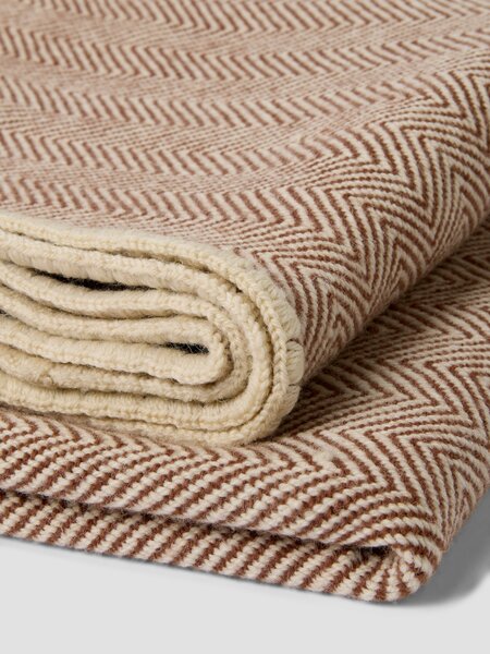 Mocha Herringbone Wool Blanket | 140x220cm | Piglet in Bed