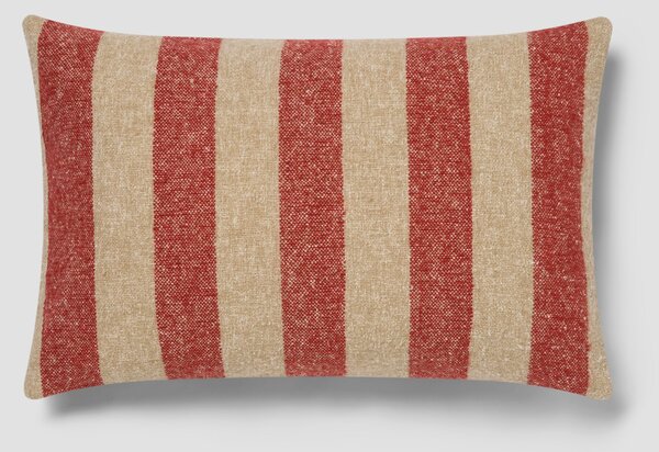 Sandstone Red & Oatmeal Wide Stripe Wool Rectangle Cushion Cover | 40x60cm | Piglet in Bed
