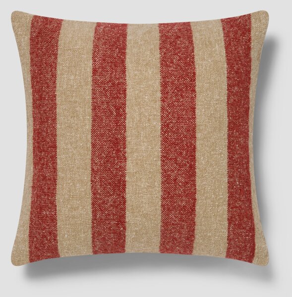 Sandstone Red & Oatmeal Wide Stripe Wool Square Cushion Cover | 50x50cm | Piglet in Bed