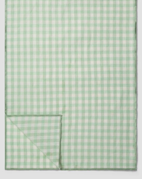 Sage Green Gingham Linen Blend Table Runner | Default | Piglet in Bed