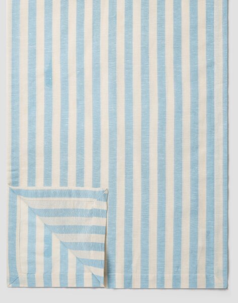 Coastal Blue Pembroke Stripe Linen Blend Table Runner | Default | Piglet in Bed