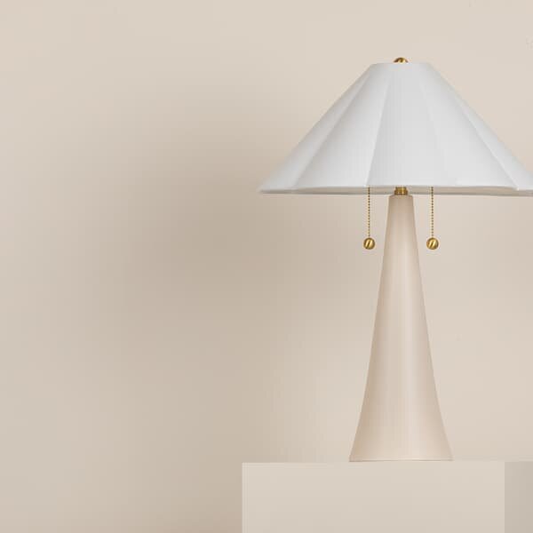 Alana Table Lamp, Light, Brass/Neutral - Andrew Martin